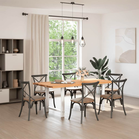 vidaXL Eettafel rechthoekig 180x100x74 cm massief eikenhout lichtbruin afbeelding2 - 1