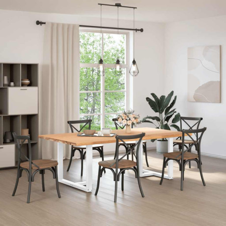 vidaXL Eettafel rechthoekig 220x120x74 cm massief eikenhout lichtbruin afbeelding2 - 1
