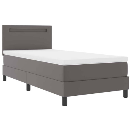 vidaXL Boxspringbed met matras Grijs 90 x 190 cm Kunstleer afbeelding2 - 1