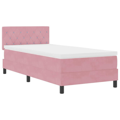 vidaXL Boxspringbed met Matras met matras Roze 100 x 200 cm Stof afbeelding2 - 1