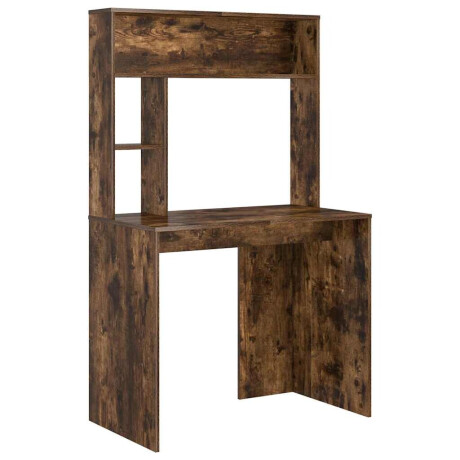 vidaXL Bureau met plank Gerookt eiken 91 x 50 x 149 cm Bewerkt hout afbeelding2 - 1