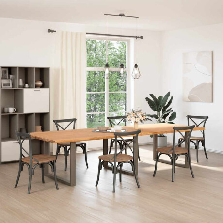 vidaXL Eettafel rechthoekig 320x120x74 cm massief eikenhout lichtbruin afbeelding2 - 1