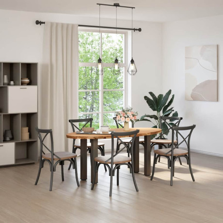 vidaXL Eettafel 180x90x74 cm ovaal massief eikenhout lichtbruin afbeelding2 - 1