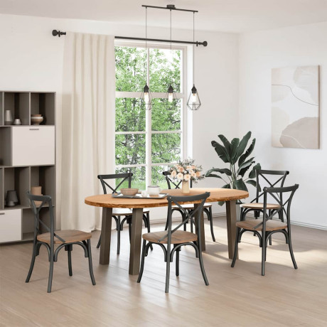 vidaXL Eettafel 200x100x74 cm ovaal massief eikenhout lichtbruin afbeelding2 - 1