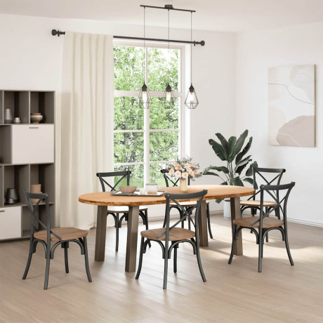 vidaXL Eettafel 220x100x74 cm ovaal massief eikenhout lichtbruin afbeelding2 - 1