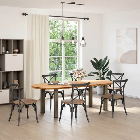 vidaXL Eettafel 240x100x74 cm ovaal massief eikenhout lichtbruin afbeelding2 - 1