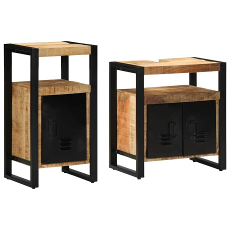 vidaXL Badkamermeubelset met plank 2 pcs Bruin Massief Ruw Mango Hout afbeelding2 - 1