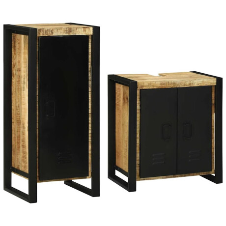 vidaXL Badkamermeubelset met plank 2 pcs Bruin Massief Mango Hout afbeelding2 - 1