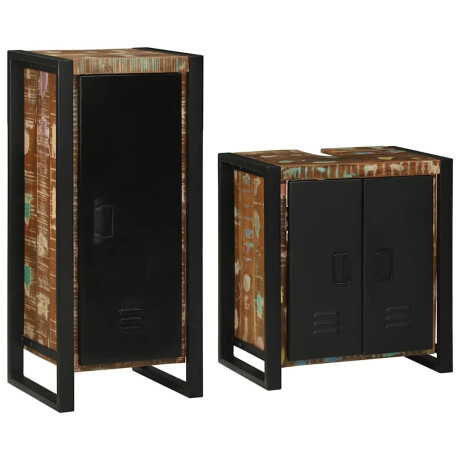 vidaXL Badkamermeubelset 2 pcs Multikleur Massief gerecycled hout afbeelding2 - 1