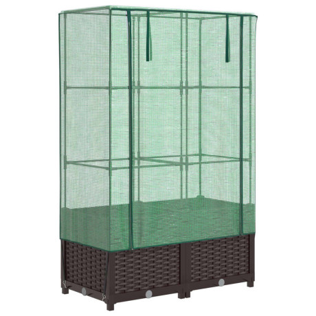 vidaXL Plantenbak verhoogd met kashoes 80x40x138 cm rattanlook afbeelding2 - 1