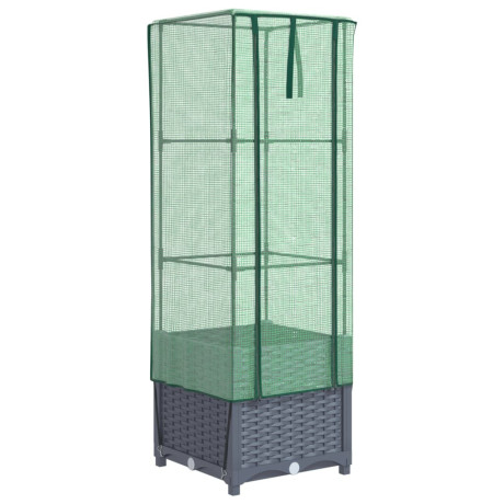 vidaXL Plantenbak verhoogd met kashoes 40x40x139 cm rattanlook afbeelding2 - 1