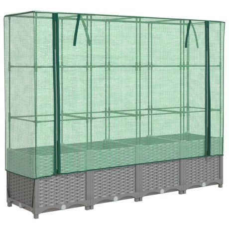 vidaXL Plantenbak verhoogd met kashoes 160x40x138 cm rattanlook afbeelding2 - 1