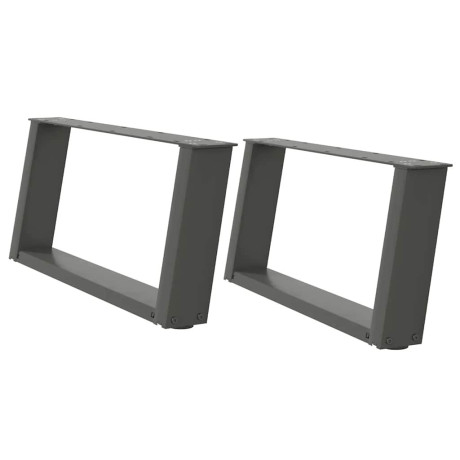 vidaXL Salontafelpoten 2 st U-vormig 60x(30-31) cm staal antraciet afbeelding2 - 1