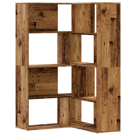 vidaXL Boekenkast 4-laags hoek 85x85x140 cm bewerkt hout oud houtkleur afbeelding2 - 1