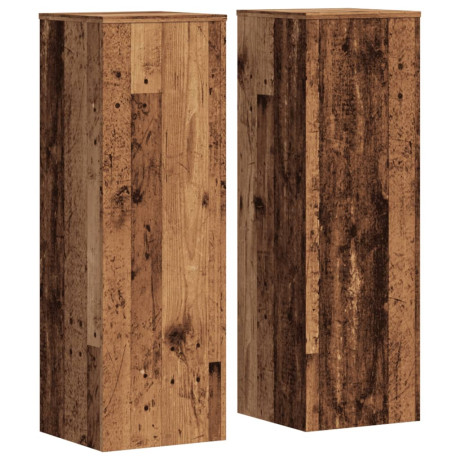 vidaXL Plantenstandaards 2 st 33x33x100cm bewerkt hout oud houtkleurig afbeelding2 - 1