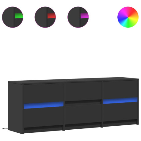 vidaXL Tv-meubel met LED 140x34x50 cm bewerkt hout zwart afbeelding2 - 1