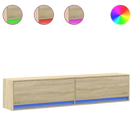 vidaXL Tv-wandmeubel met LED-verlichting 180x31x38 cm sonoma eiken afbeelding2 - 1