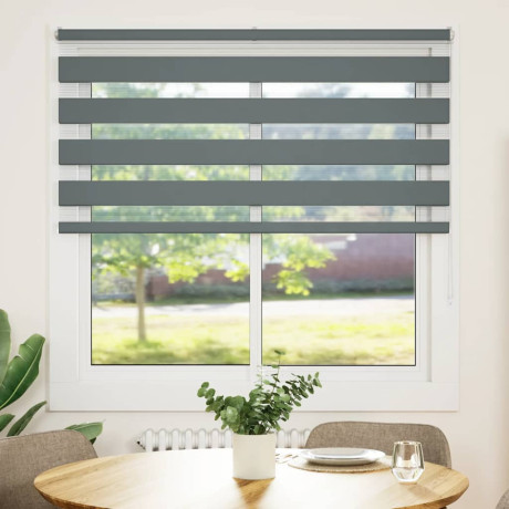 vidaXL Zebra rolgordijn 150x100 cm stofbreedte 145,9 cm donkergrijs afbeelding2 - 1