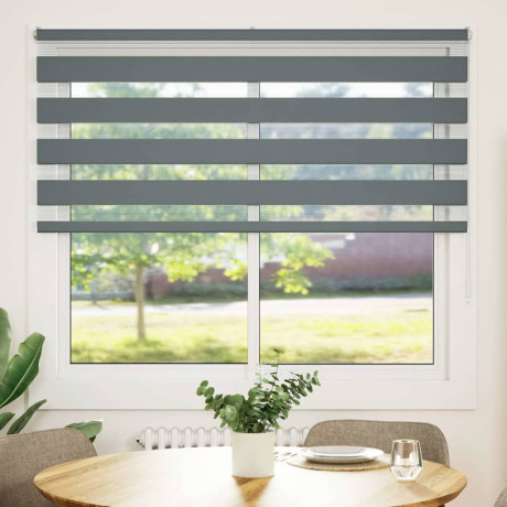 vidaXL Zebra rolgordijn 160x100 cm stofbreedte 155,9 cm donkergrijs afbeelding2 - 1