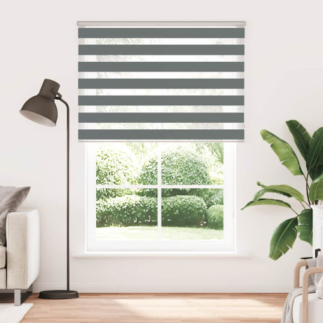 vidaXL Zebra rolgordijn 155x230 cm stofbreedte 150,9 cm donkergrijs afbeelding2 - 1