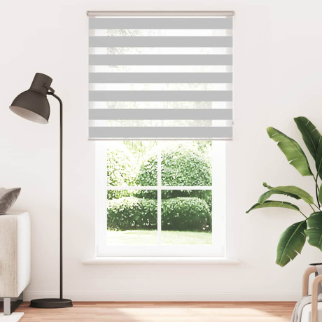 vidaXL Zebra rolgordijn 120x200 cm stofbreedte 115,9 cm lichtgrijs afbeelding2 - 1