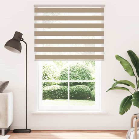 vidaXL Zebra Blind 140x200 cm stofbreedte 135,9 cm polyester zandbruin afbeelding2 - 1