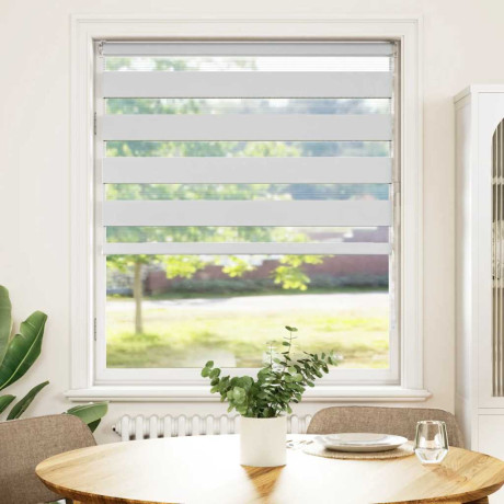 vidaXL Zebra rolgordijn 130x150 cm stofbreedte 125,9cm polyester wit afbeelding2 - 1