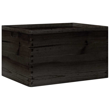 vidaXL Houten kist met handvatten 40x30x23 cm massief grenenhout zwart afbeelding2 - 1