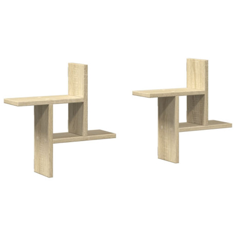 vidaXL Wandschappen 2 st 38x12x38 cm bewerkt hout sonoma eikenkleurig afbeelding2 - 1
