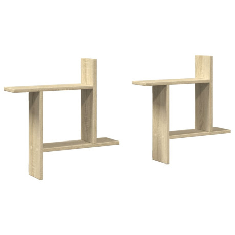 vidaXL Wandschappen 2 st 50x12x50 cm bewerkt hout sonoma eikenkleurig afbeelding2 - 1