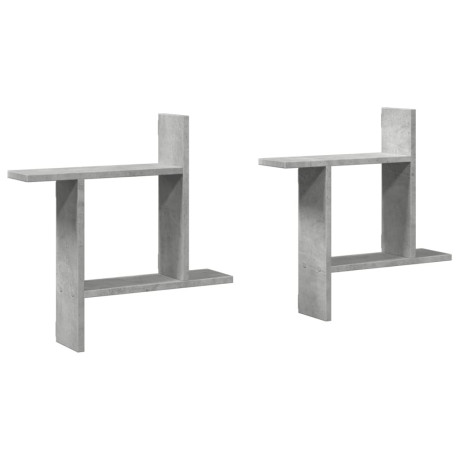 vidaXL Wandschappen 2 st 50x12x50 cm bewerkt hout betongrijs afbeelding2 - 1