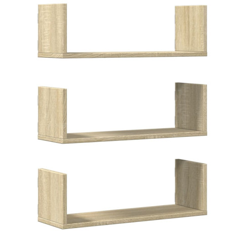 vidaXL Wandschappen 3 st 58x18x18 cm spaanplaat sonoma eikenkleurig afbeelding2 - 1