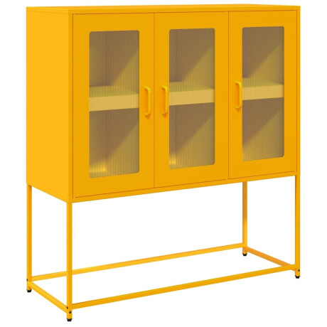 vidaXL Dressoir 100,5x39x107 cm koudgewalst staal mosterdgeel afbeelding2 - 1