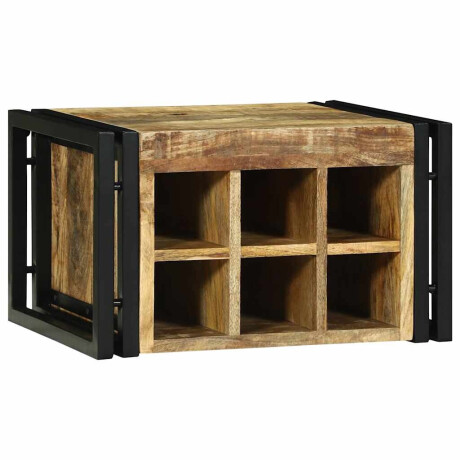 vidaXL Wijnrek Bruin en zwart 46 x 35 x 27.5 cm Massief mangohout afbeelding2 - 1