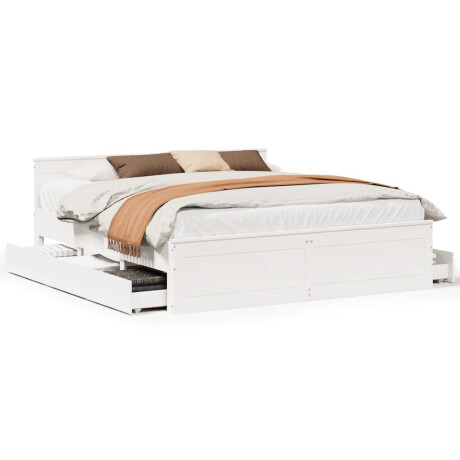 vidaXL Bedframe zonder matras met hoofdbord grenenhout wit 180x200 cm afbeelding2 - 1