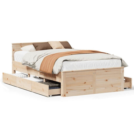 vidaXL Bedframe zonder matras met hoofdbord grenenhout 135x190 cm afbeelding2 - 1