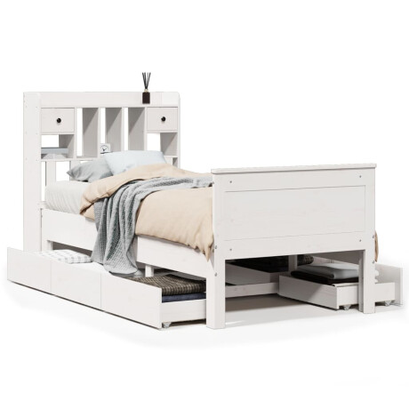 vidaXL Bed met boekenkast zonder matras grenenhout wit 90x200 cm afbeelding2 - 1