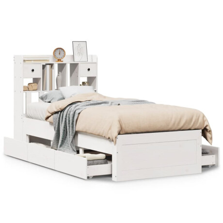 vidaXL Bed met boekenkast zonder matras grenenhout wit 90x200 cm afbeelding2 - 1