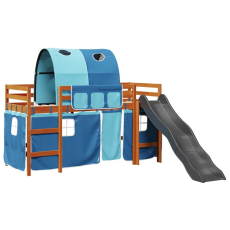 vidaXL Kinderhoogslaper met tunnel 80x200 cm massief grenenhout blauw afbeelding2 - 1