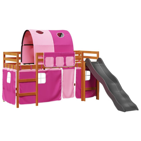vidaXL Kinderhoogslaper met tunnel 90x190 cm massief grenenhout roze afbeelding2 - 1