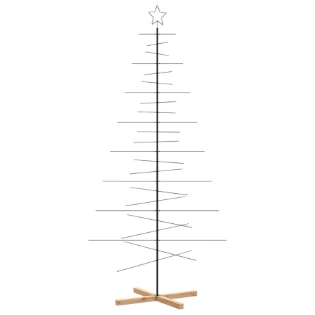 vidaXL Kerstdecoratie kerstboom met houten basis 210 cm metaal zwart afbeelding2 - 1