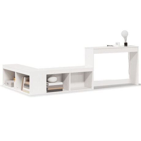 vidaXL Nachtkastje met bureau 232x122x75 cm massief grenenhout wit afbeelding2 - 1