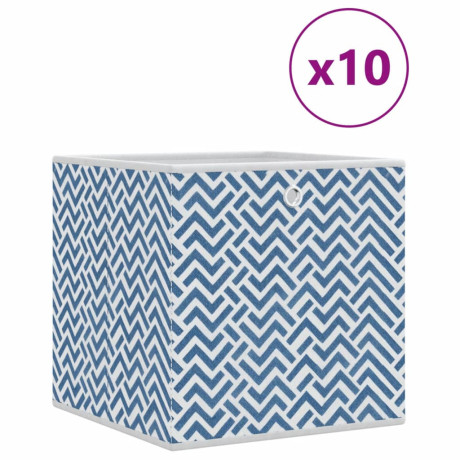 vidaXL Opbergboxen 10 st inklapbaar 32x32x32 cm ongeweven stof blauw afbeelding2 - 1