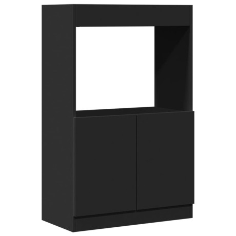 vidaXL Hoge kast 63x33x100 cm bewerkt hout zwart afbeelding2 - 1