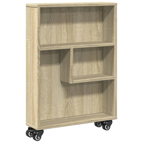 vidaXL Opbergtrolley smal 48x13x68 cm bewerkt hout sonoma eikenkleurig afbeelding2 - 1