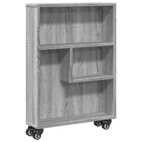 vidaXL Opbergtrolley smal 48x13x68 cm bewerkt hout grijs sonoma eiken afbeelding2 - 1