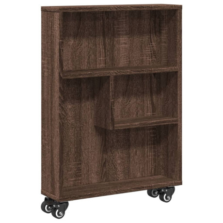 vidaXL Opbergtrolley smal 48x13x68 cm bewerkt hout bruin eikenkleurig afbeelding2 - 1