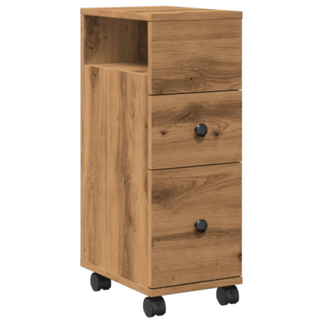 vidaXL Badkamerkast smal met wielen bewerkt hout artisanaal eiken afbeelding2 - 1