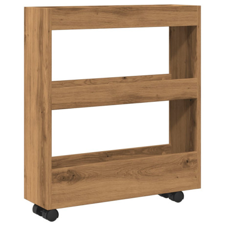 vidaXL Opbergtrolley smal 3-laags bewerkt hout artisanaal eikenkleurig afbeelding2 - 1