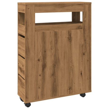 vidaXL Badkamerkast smal met wielen bewerkt hout artisanaal eiken afbeelding2 - 1
